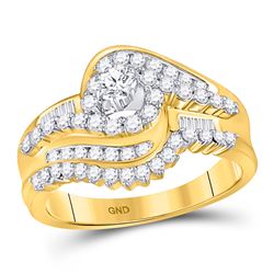 10kt Yellow Gold Round Diamond Bridal Wedding Engagement Ring Band Set 3/4 Cttw