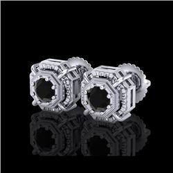 1.11 ctw Fancy Black Diamond Art Deco Stud Earrings 18K White Gold