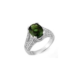 4.55 ctw Green Tourmaline & Diamond Ring 18K White Gold