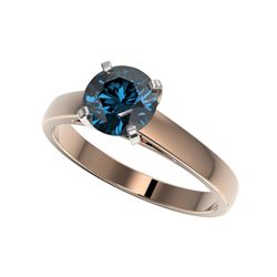 1.46 ctw Certified Intense Blue Diamond Engagement Ring 10K Rose Gold
