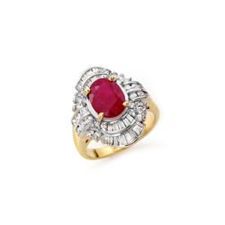 4.58 ctw Ruby & Diamond Ring 14K Yellow Gold