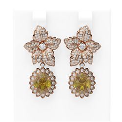 7.49 ctw Canary Citrine & Diamond Earrings 18K Rose Gold