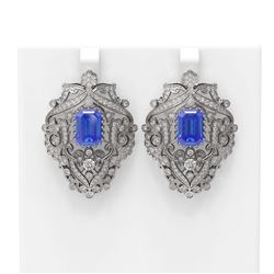 12.57 ctw Tanzanite & Diamond Earrings 18K White Gold