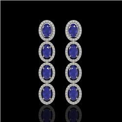 6.47 ctw Sapphire & Diamond Micro Pave Halo Earrings 10K White Gold