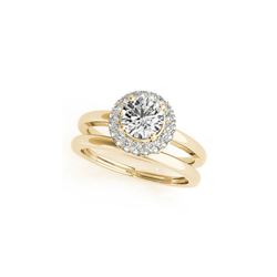 1.43 ctw Certified VS/SI Diamond 2pc Wedding Set Halo 14K Yellow Gold