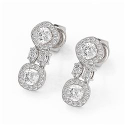 2 ctw Cushion and Marquise Cut Diamond Earrings 18K White Gold