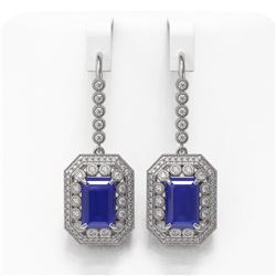 14.16 ctw Sapphire & Diamond Victorian Earrings 14K White Gold
