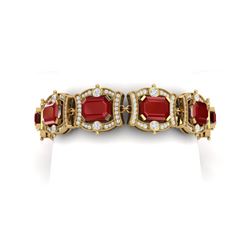 43.87 ctw Ruby & VS Diamond Bracelet 18K Yellow Gold