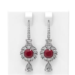 9.31 ctw Ruby & Diamond Earrings 18K White Gold