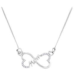 Sterling Silver Round Diamond Mom Heart Pendant Necklace 1/12 Cttw