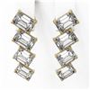 Image 2 : 3.2 ctw Emerald Cut Diamond Earrings 18K Yellow Gold