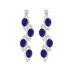 16.12 ctw Sapphire & VS Diamond Earrings 18K Rose Gold