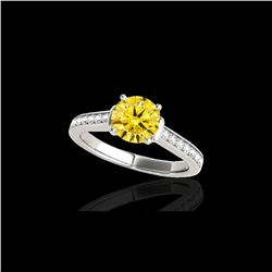 1.5 ctw Certified SI/I Fancy Intense Yellow Diamond Ring 10K White Gold