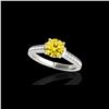 Image 1 : 1.5 ctw Certified SI/I Fancy Intense Yellow Diamond Ring 10K White Gold