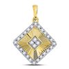 Image 1 : 10kt Yellow Gold Round Diamond Diagonal Square Pendant 1/6 Cttw