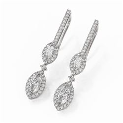 2.55 ctw Marquise Cut Diamond Designer Earrings 18K White Gold