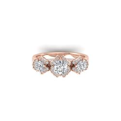 2 ctw VS/SI Diamond Art Deco 3 Stone Ring 14K Rose Gold