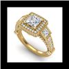 Image 1 : 3 ctw Princess VS/SI Diamond Art Deco 3 Stone Ring 18K Yellow Gold