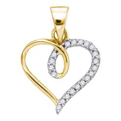 10kt Yellow Gold Round Diamond Heart Pendant 1/10 Cttw