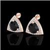 Image 1 : 3.50 ctw Micro Pave Black Diamond Stud Earrings 14K Rose Gold