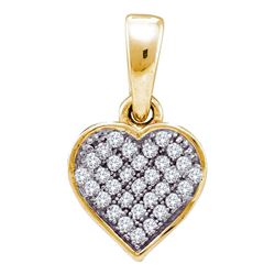 Yellow-tone Sterling Silver Round Diamond Small Heart Cluster Pendant 1/10 Cttw
