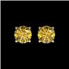 Image 1 : 1.04 ctw Certified Intense Yellow Diamond Stud Earrings 10K Yellow Gold