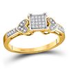 Image 1 : 10kt Yellow Gold Round Diamond Heart Cluster Ring 1/10 Cttw