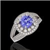 Image 1 : 2.74 ctw Certified Tanzanite & Diamond Victorian Ring 14K White Gold