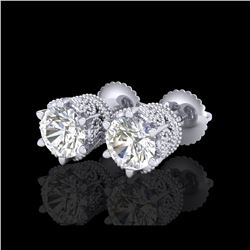2.04 ctw VS/SI Diamond Solitaire Art Deco Stud Earrings 18K White Gold