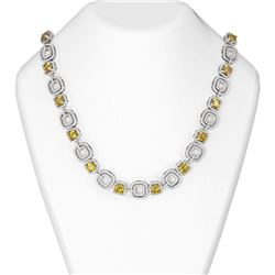 40.37 ctw Canary Citrine & Diamond Necklace 18K White Gold