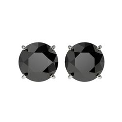 3.70 ctw Fancy Black Diamond Solitaire Stud Earrings 10K White Gold