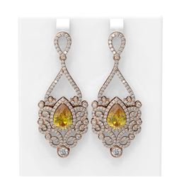9.66 ctw Canary Citrine & Diamond Earrings 18K Rose Gold