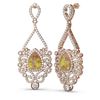 Image 2 : 9.66 ctw Canary Citrine & Diamond Earrings 18K Rose Gold