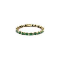 30.8 ctw Emerald & VS/SI Diamond Eternity Bracelet 10K Yellow Gold