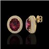 Image 2 : 9 ctw Garnet & Micro Pave VS/SI Diamond Earrings 18K Yellow Gold