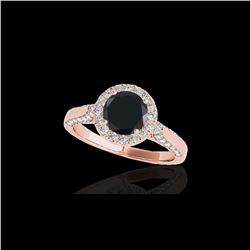 2.15 ctw Certified VS Black Diamond Solitaire Halo Ring 10K Rose Gold