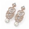 Image 1 : 11.2 ctw Pear Cut Diamond and Pearl Earrings 18K Rose Gold