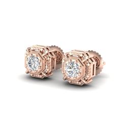 1.11 ctw VS/SI Diamond Solitaire Art Deco Stud Earrings 18K Rose Gold