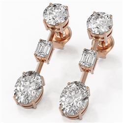 3.5 ctw Oval Cut Diamond Designer Earrings 18K Rose Gold