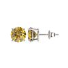Image 2 : 2.04 ctw Certified Intense Yellow Diamond Stud Earrings 10K White Gold