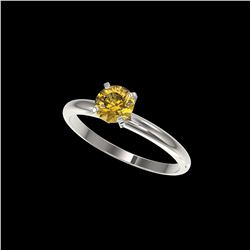 .76 ctw Certified Intense Yellow Diamond Engagement Ring 10K White Gold