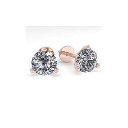 1.0 ctw Certified VS/SI Diamond Stud Earrings Martini 18K Rose Gold