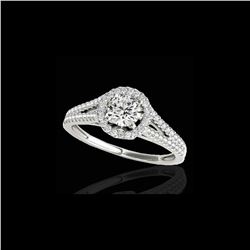 1.3 ctw Certified Diamond Solitaire Halo Ring 10K White Gold
