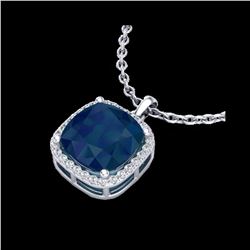6 ctw Sapphire & Micro Pave VS/SI Diamond Necklace 18K White Gold