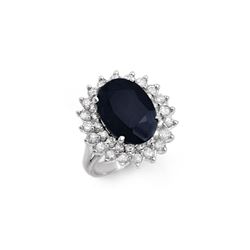 8.70 ctw Blue Sapphire & Diamond Ring 14K White Gold