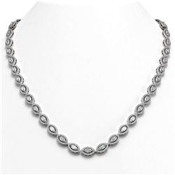 18.53 ctw Marquise Cut Diamond Micro Pave Necklace 18K White Gold