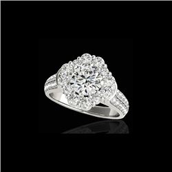 2.16 ctw Certified Diamond Solitaire Halo Ring 10K White Gold