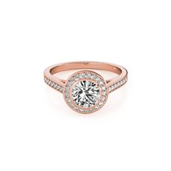 1.3 ctw Certified VS/SI Diamond Halo Ring 18K Rose Gold
