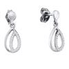 Image 1 : 10kt White Gold Round Diamond Teardrop Dangle Screwback Earrings 1/8 Cttw