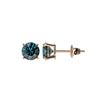 Image 2 : 1.08 ctw Certified Intense Blue Diamond Stud Earrings 10K Rose Gold